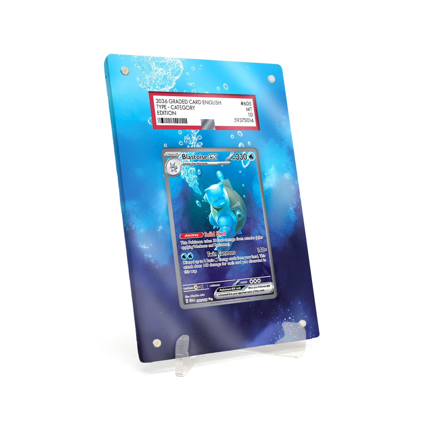 Extended Artwork Display Case Rahmen passend für PSA Pokemon Blastoise ex 151 (MEW) #200