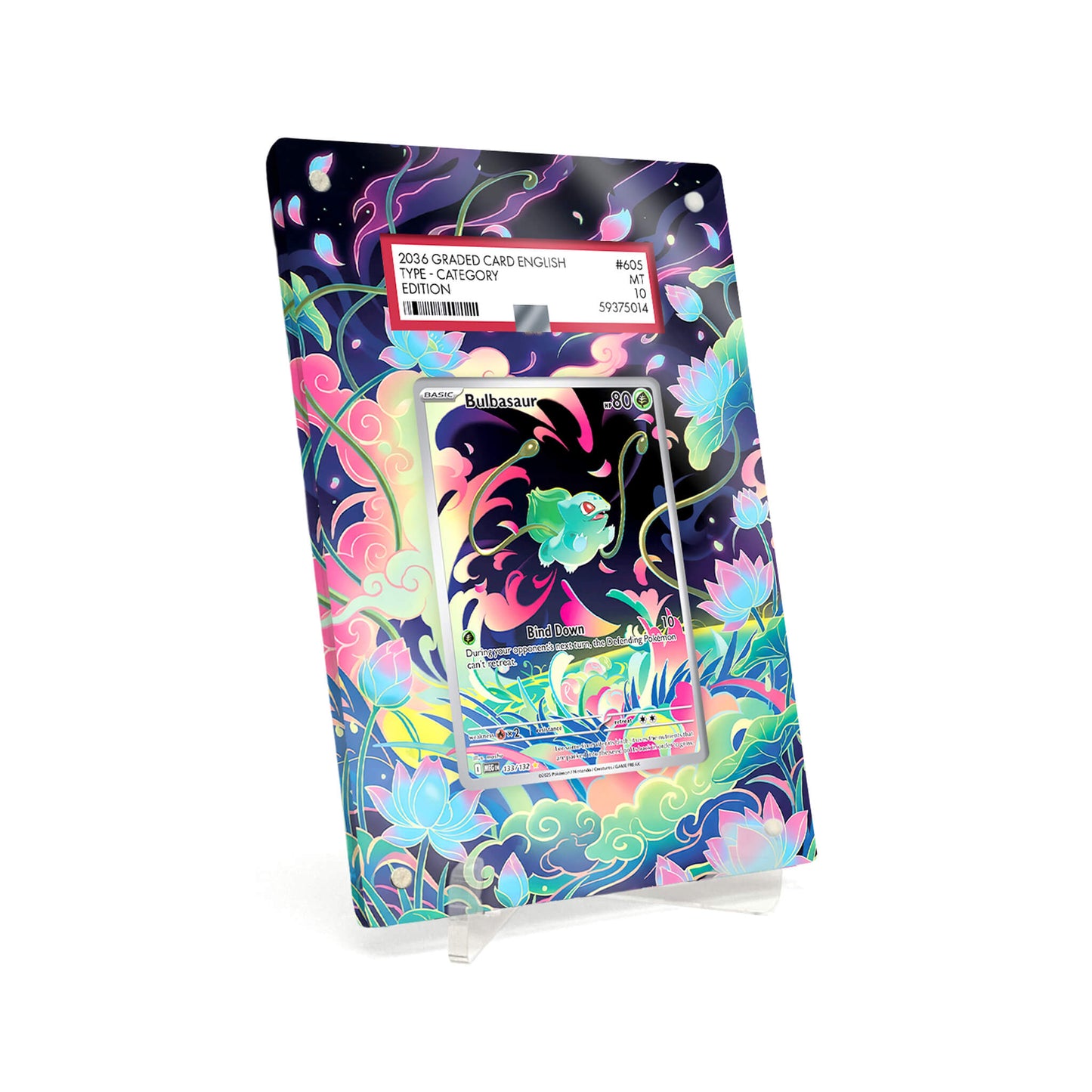 Extended Artwork Display Case Rahmen passend für PSA Pokemon Bulbasaur Mega Evolution (MEG) #133