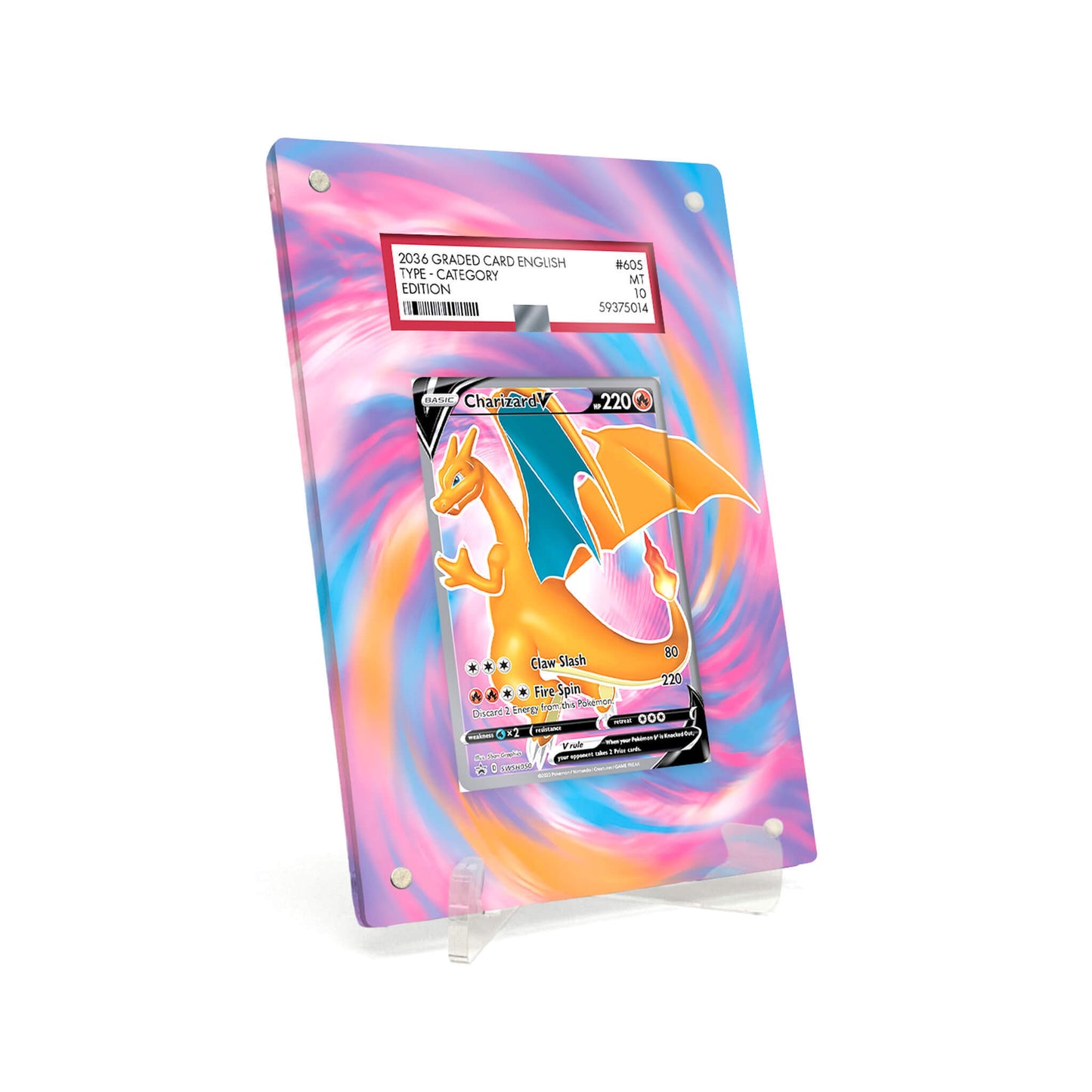 Extended Artwork Display Case Rahmen passend für PSA Pokemon Charizard V Sword & Shield Promos #SWSH050