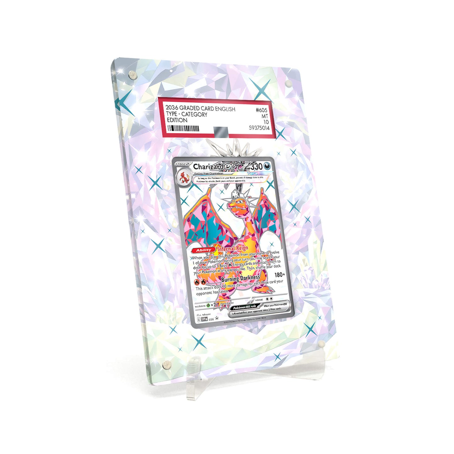 Extended Artwork Display Case Rahmen passend für PSA Pokemon Charizard ex Scarlet & Violet Promos (SVP) #056