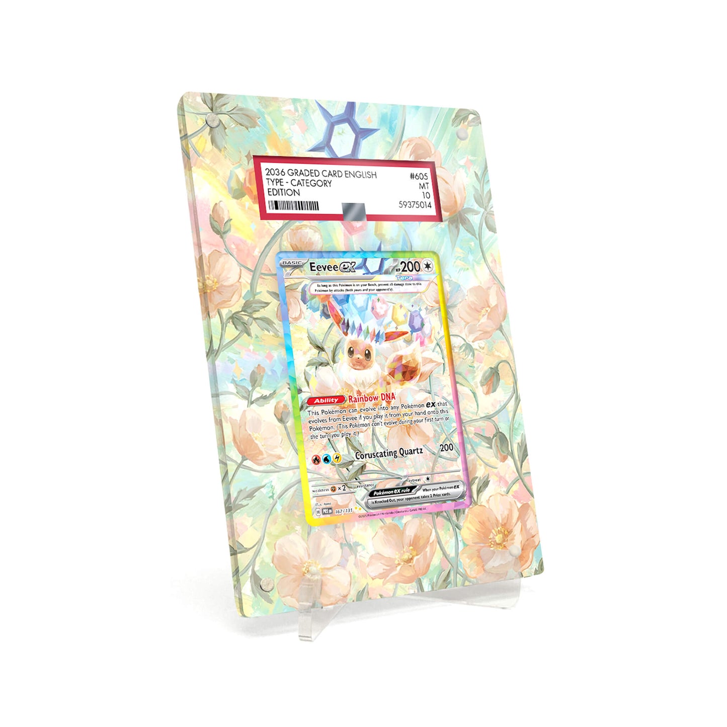 Extended Artwork Display Case Rahmen passend für PSA Pokemon Eevee ex Prismatic Evolutions (PRE) #167