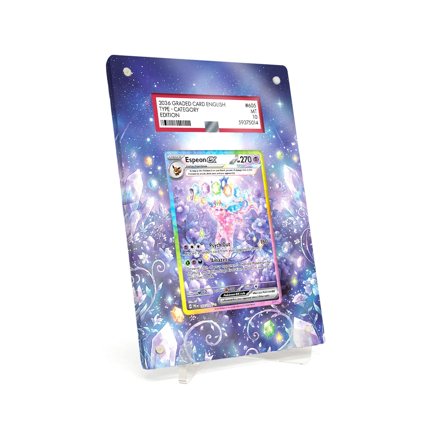 Extended Artwork Display Case Rahmen passend für PSA Pokemon Espeon ex Prismatic Evolutions (PRE) #155
