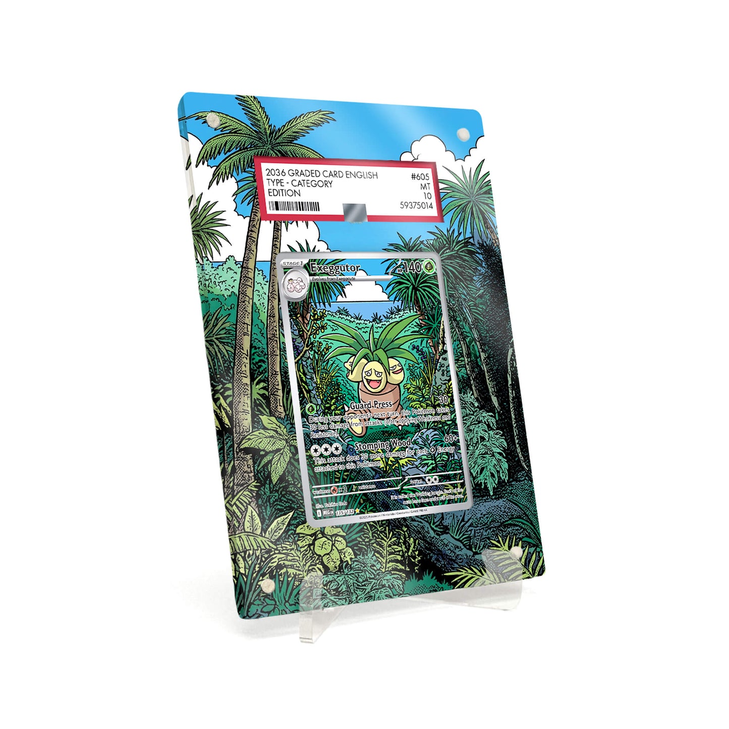 Extended Artwork Display Case Rahmen passend für PSA Pokemon Exeggutor Mega Evolution (MEG) #135