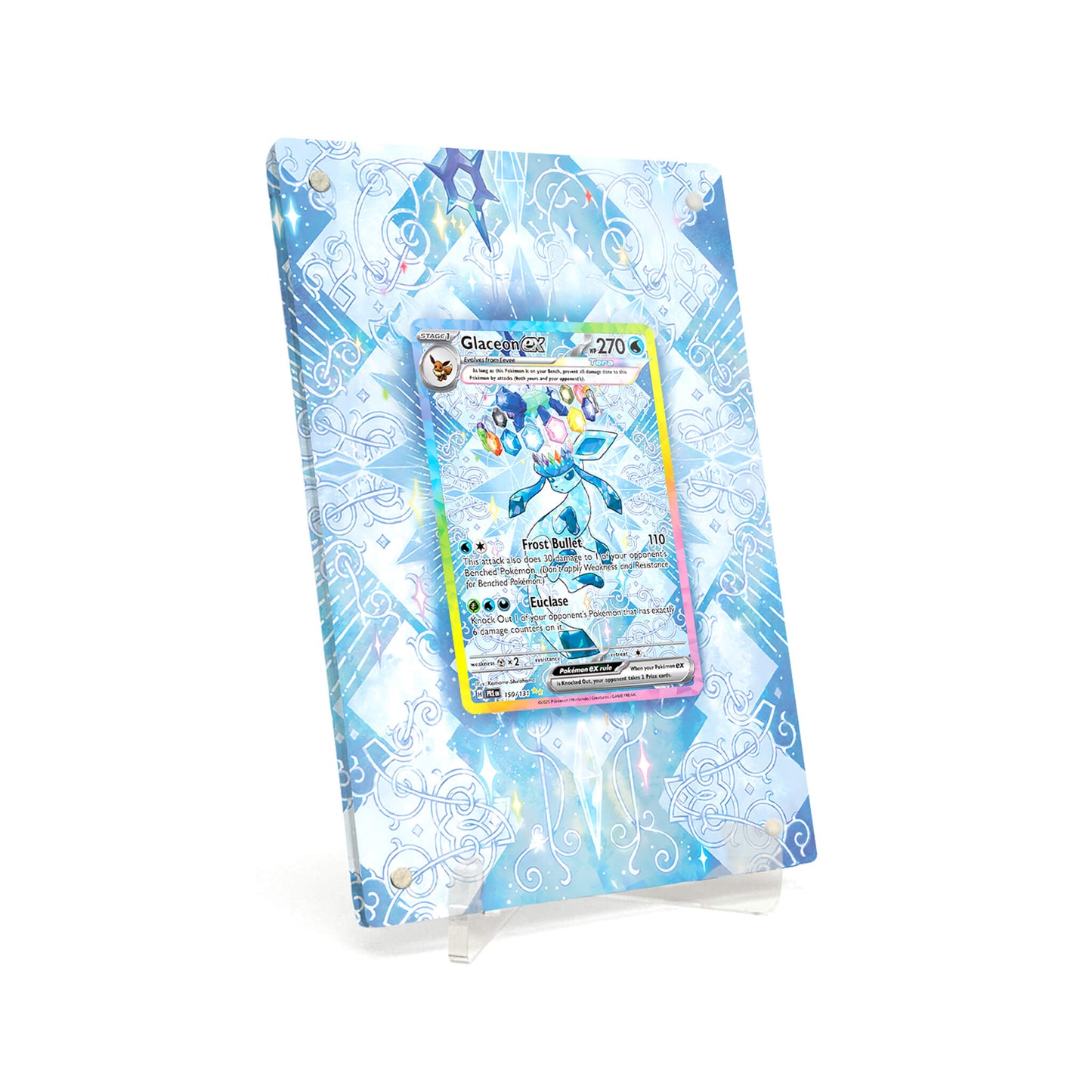 Extended Artwork Display Case Frame suitable for Pokemon Glaceon ex Prismatic Evolutions (PRE) #150