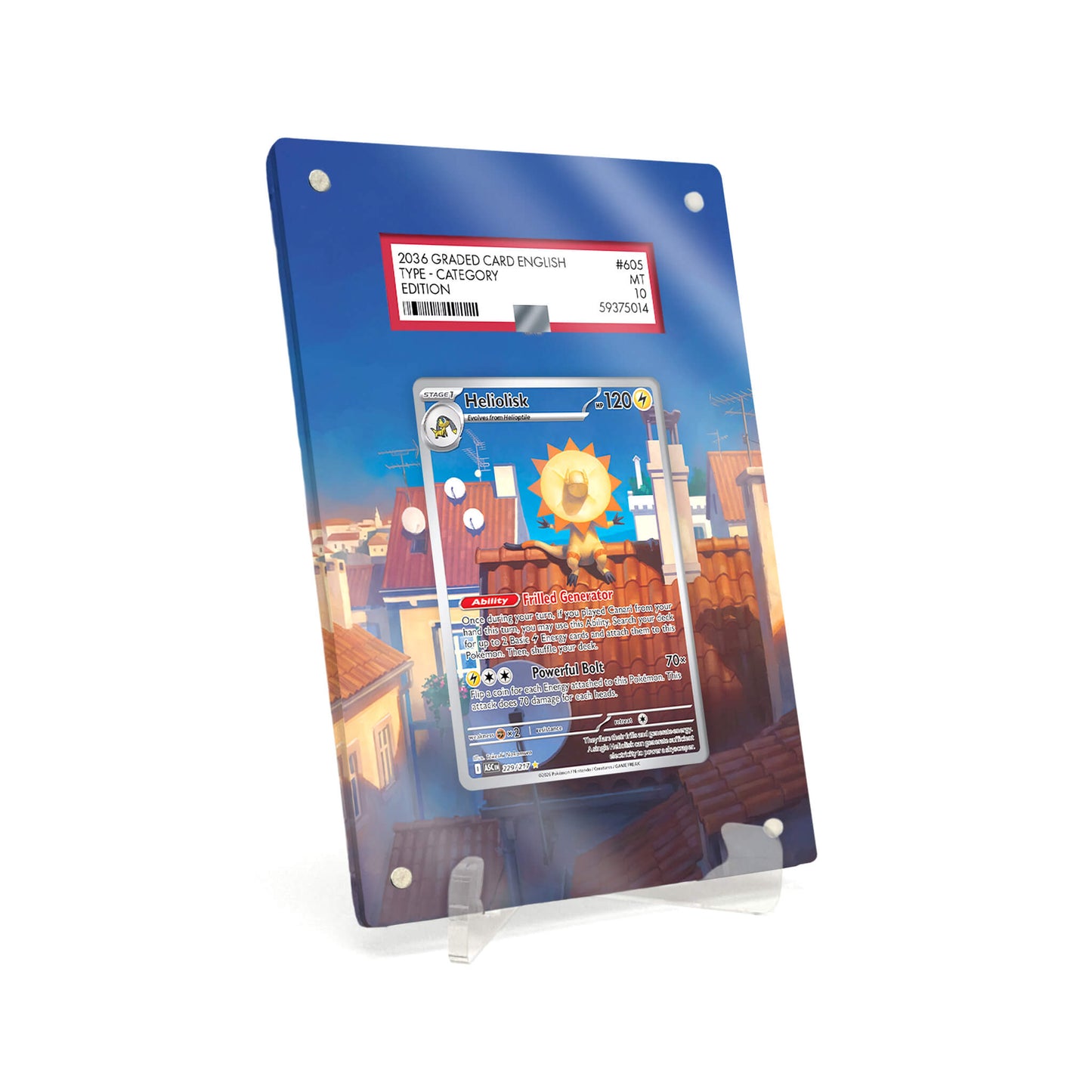 Extended Artwork Display Case Rahmen passend für PSA Pokemon Heliolisk Ascended Heroes (ASC) #229