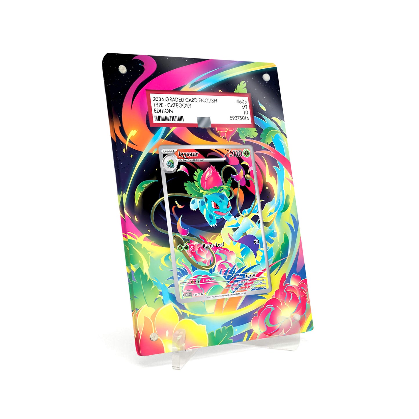 Extended Artwork Display Case Rahmen passend für PSA Pokemon Ivysaur Mega Evolution (MEG) #134