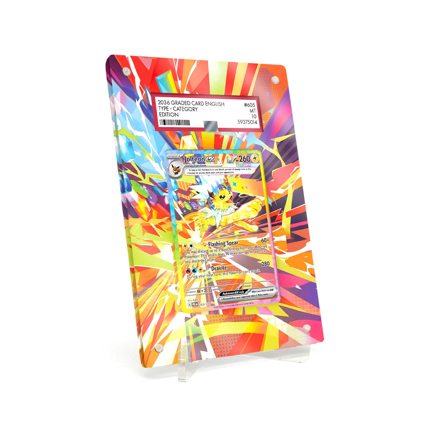 Extended Artwork Display Case Frame suitable for PSA Pokemon Jolteon ex Prismatic Evolutions (PRE) #153