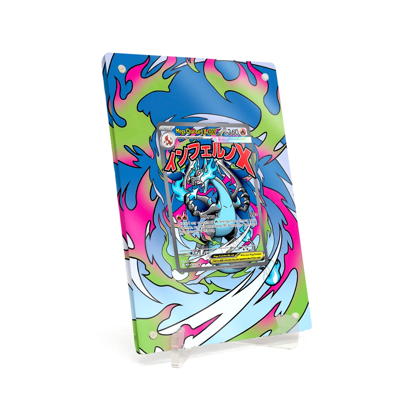 Extended Artwork Display Case Frame suitable for Pokémon Mega Charizard X ex Mega Evolution Promos (MEP) #023