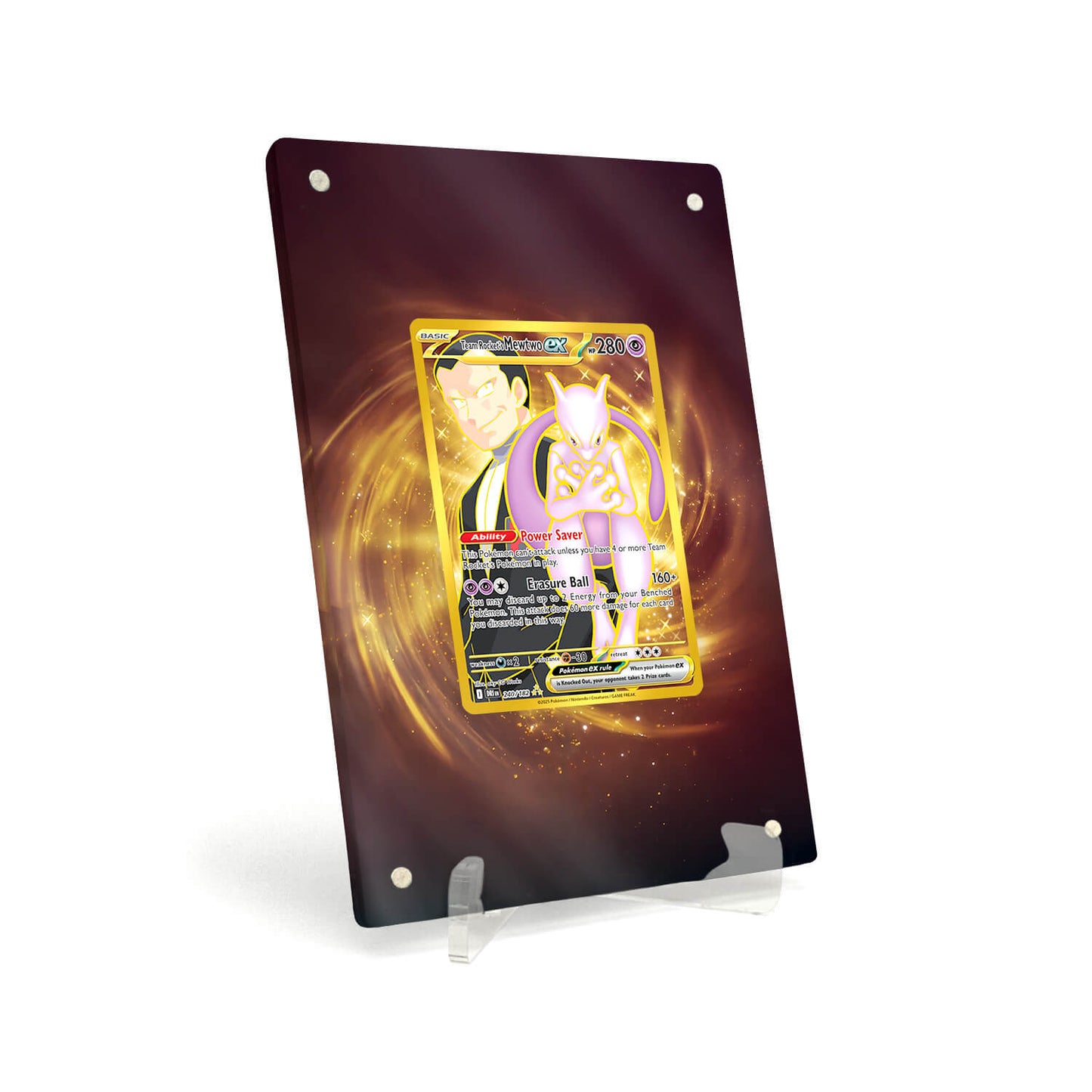 Extended Artwork Display Case Frame compatible with Pokemon Team Rockets Mewtwo ex Destined Rivals DRI 240