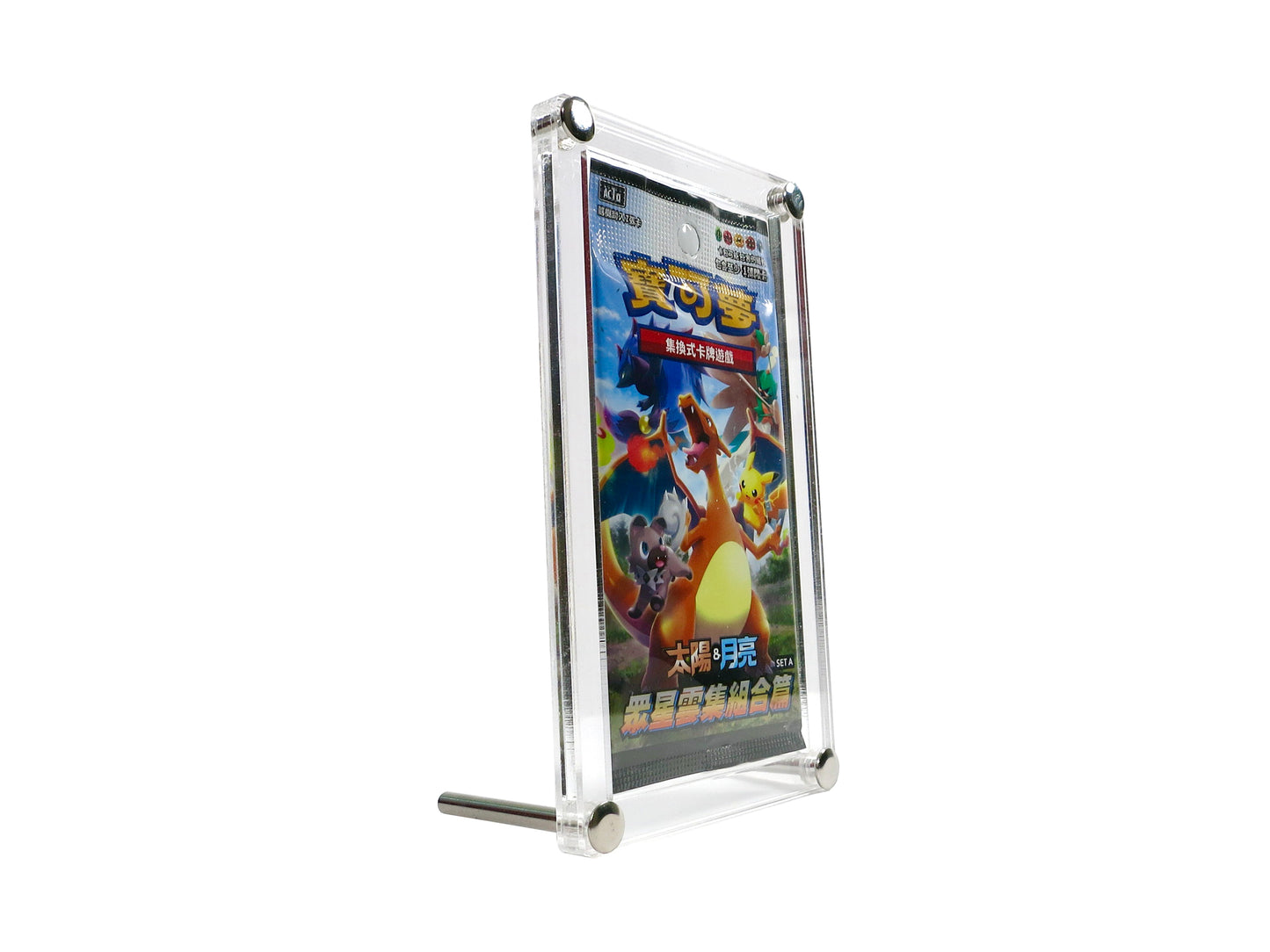 Acryl Case passend für japanische Pokemon Booster 4mm mit Metallfüßen Rahmen Ständer Aufsteller