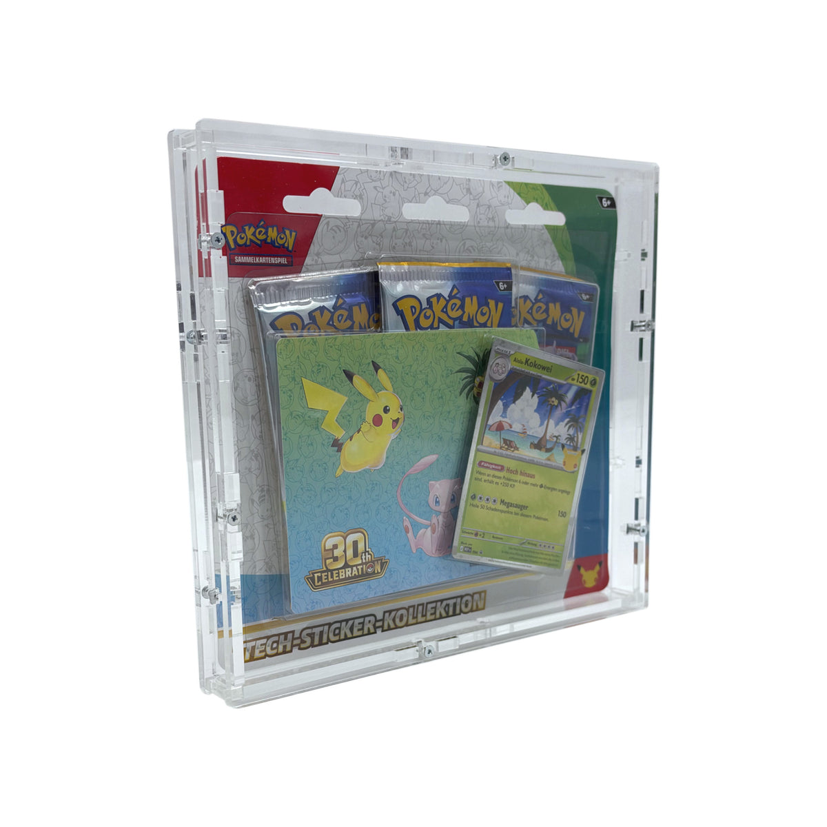 Acrylic case suitable for Pokémon 3-pack blister Tech Sticker Collection, e.g., 30th Celebration