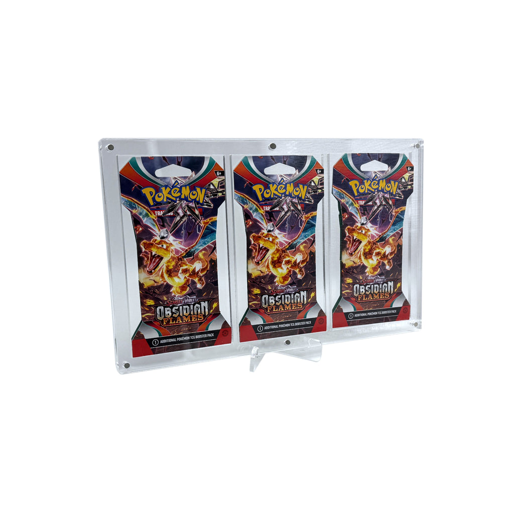 Acryl Case passend für Pokemon 3x Sleeved Booster magnetisch Ständer Aufsteller Rahmen inklusive Acryl Ständer