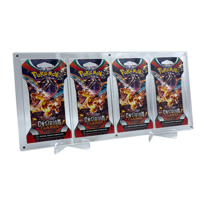 Acryl Case passend für Pokemon 4x Sleeved Booster magnetisch Ständer Aufsteller Rahmen inklusive Acryl Ständer