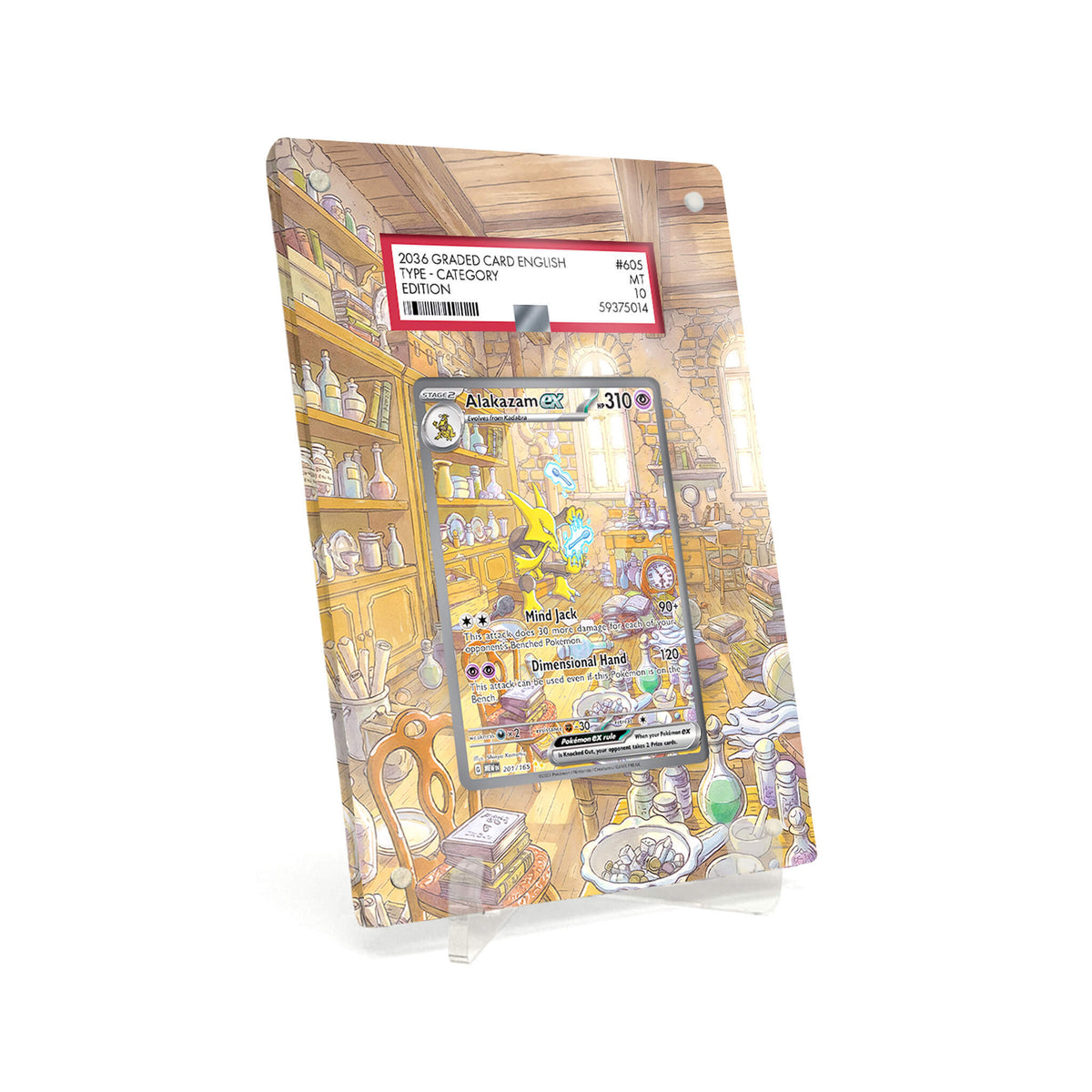 Extended Artwork Display Case Rahmen passend für PSA Pokemon Alakazam ex 151 (MEW) #201_GC