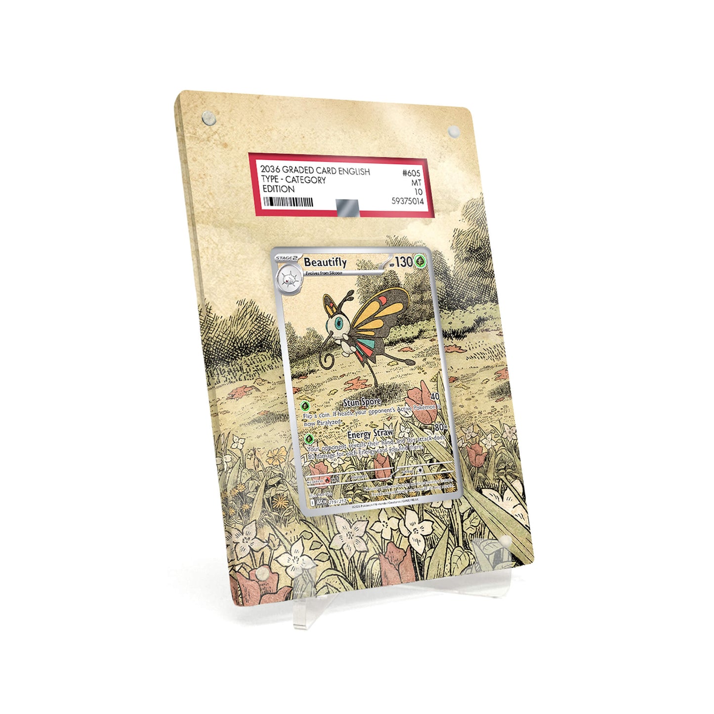 Extended Artwork Display Case Rahmen passend für PSA Pokemon Beautifly Ascended Heroes (ASC) #219
