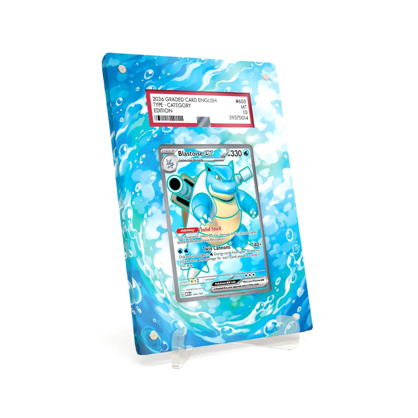Extended Artwork Display Case Rahmen passend für PSA Pokemon Blastoise ex 151 (MEW) #184