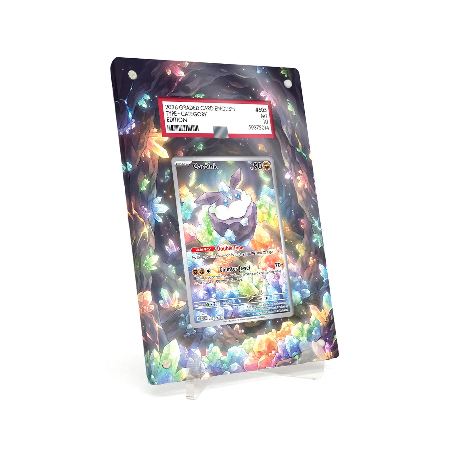 Extended Artwork Display Case Frame suitable for PSA Pokemon Carbink Ascended Heroes (ASC) #242