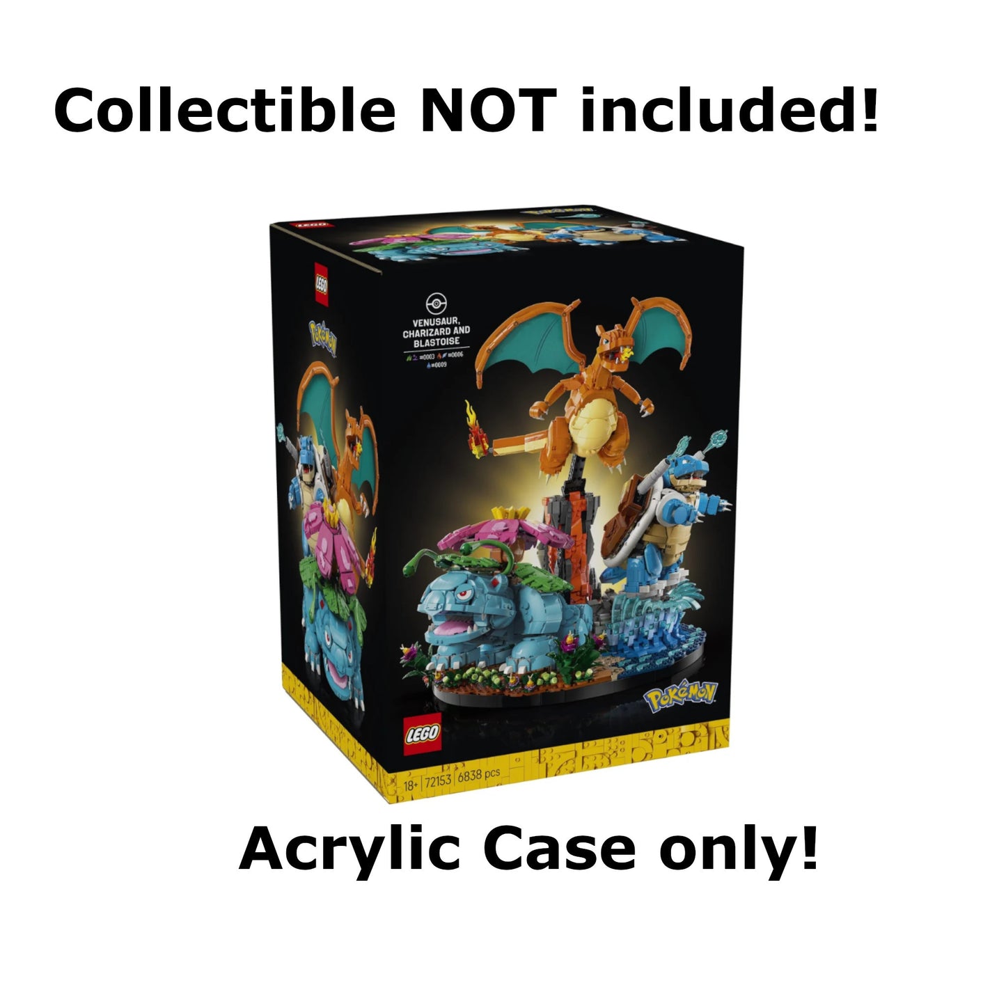 Acryl Case passend für Lego Pokemon 72153 Bisaflor, Glurak und Turtok