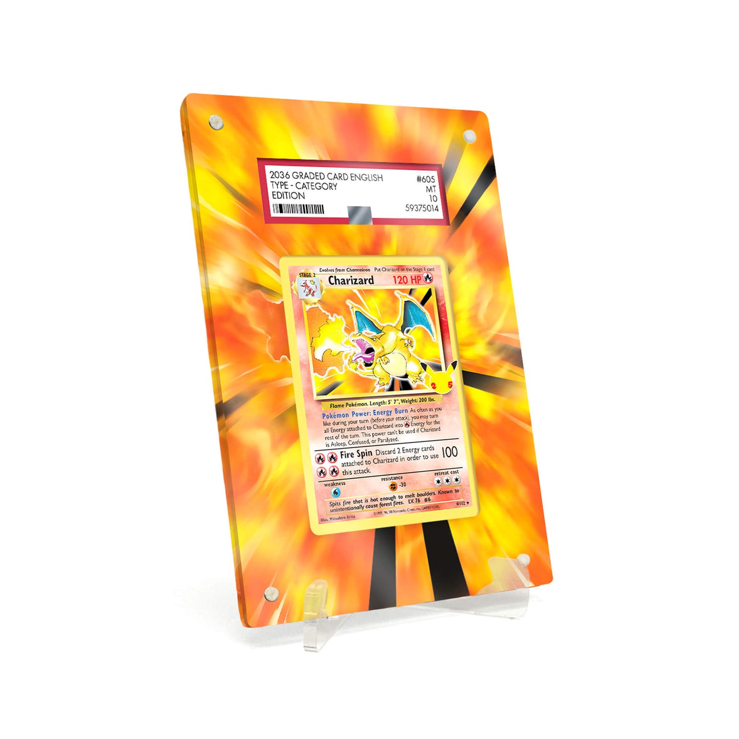Extended Artwork Display Case Rahmen passend für PSA Pokemon Charizard Celebrations (CEL) #4