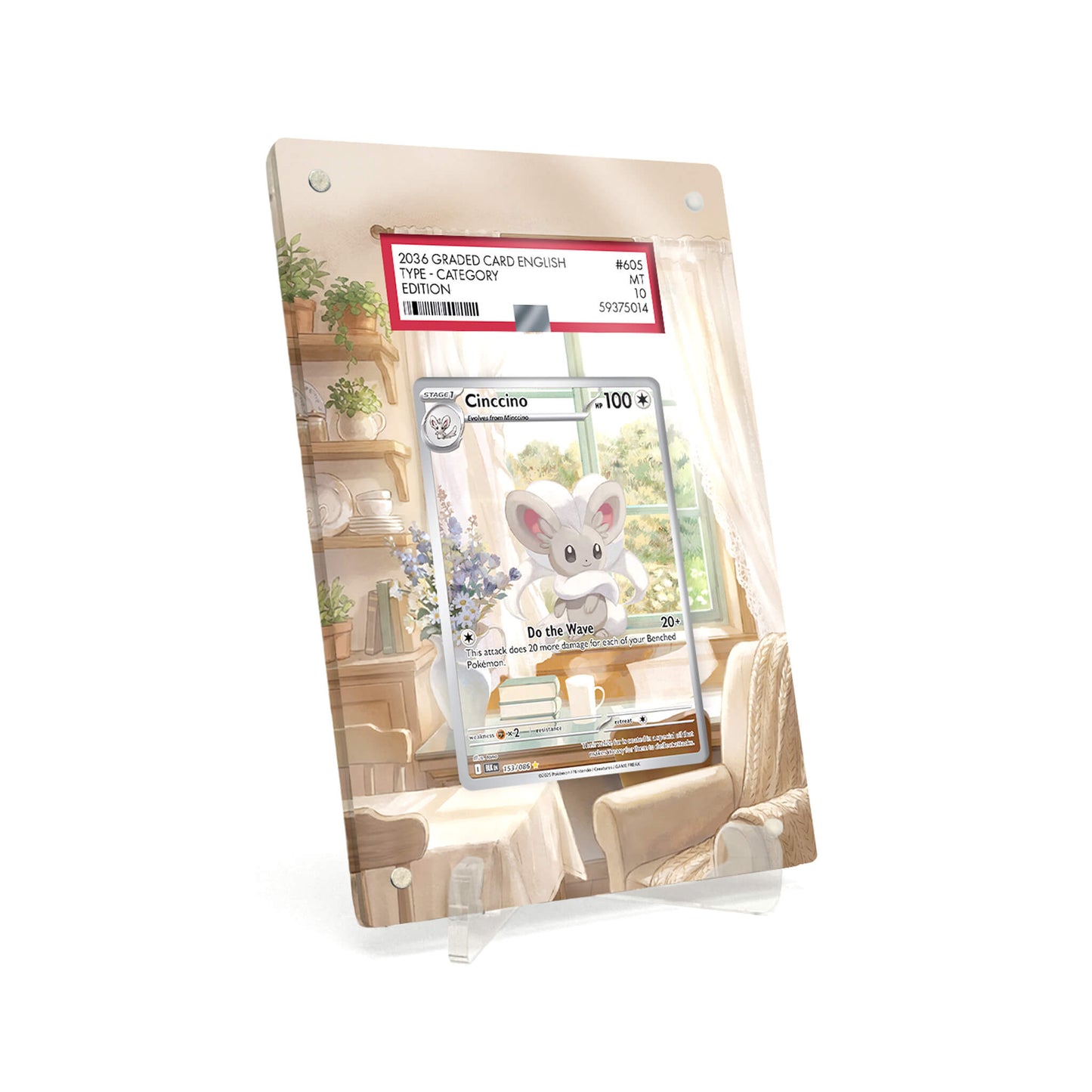 Extended Artwork Display Case Rahmen passend für PSA Pokemon Cinccino Black Bolt (BLK) #153
