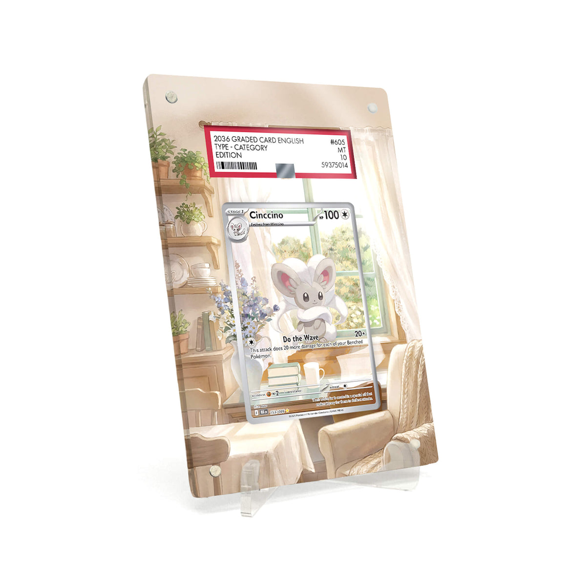 Extended Artwork Display Case Rahmen passend für PSA Pokemon Cinccino Black Bolt (BLK) #153