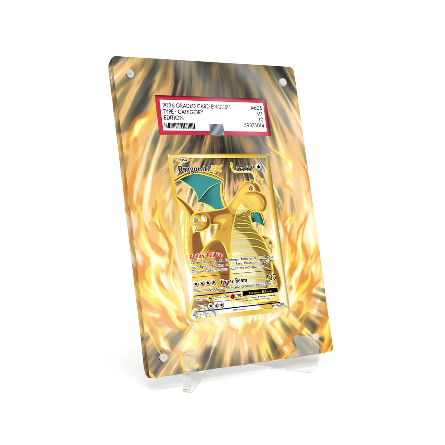 Extended Artwork Display Case Rahmen passend für PSA Pokemon Dragonite-EX Evolutions (EVO) #106
