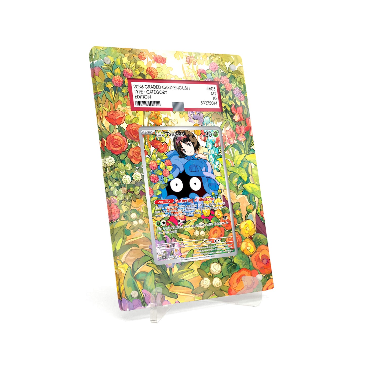 Extended Artwork Display Case Rahmen passend für PSA Pokemon Erika’s Tangela Ascended Heroes (ASC) #218