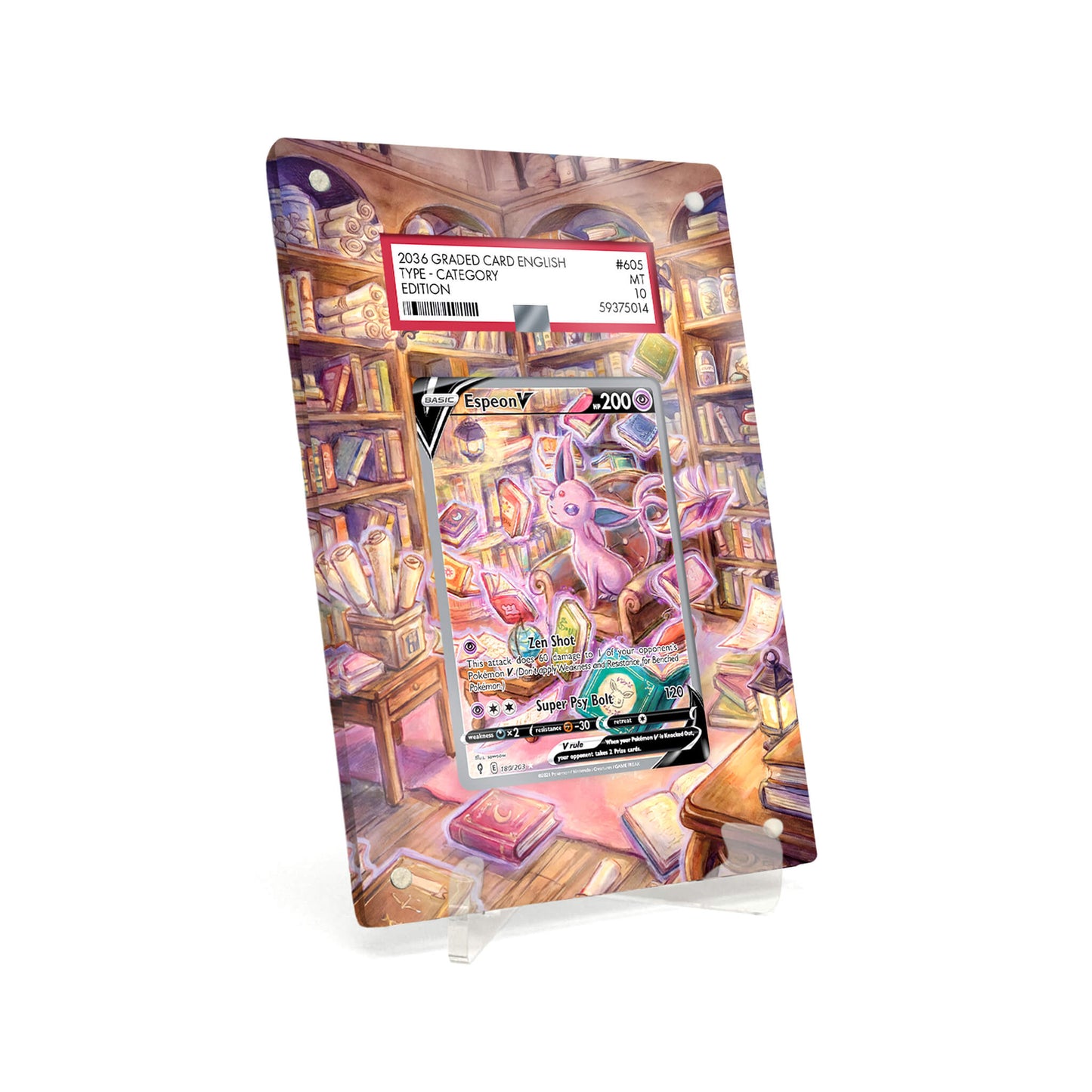 Extended Artwork Display Case Rahmen passend für PSA Pokemon Espeon V Evolving Skies (EVS) #180