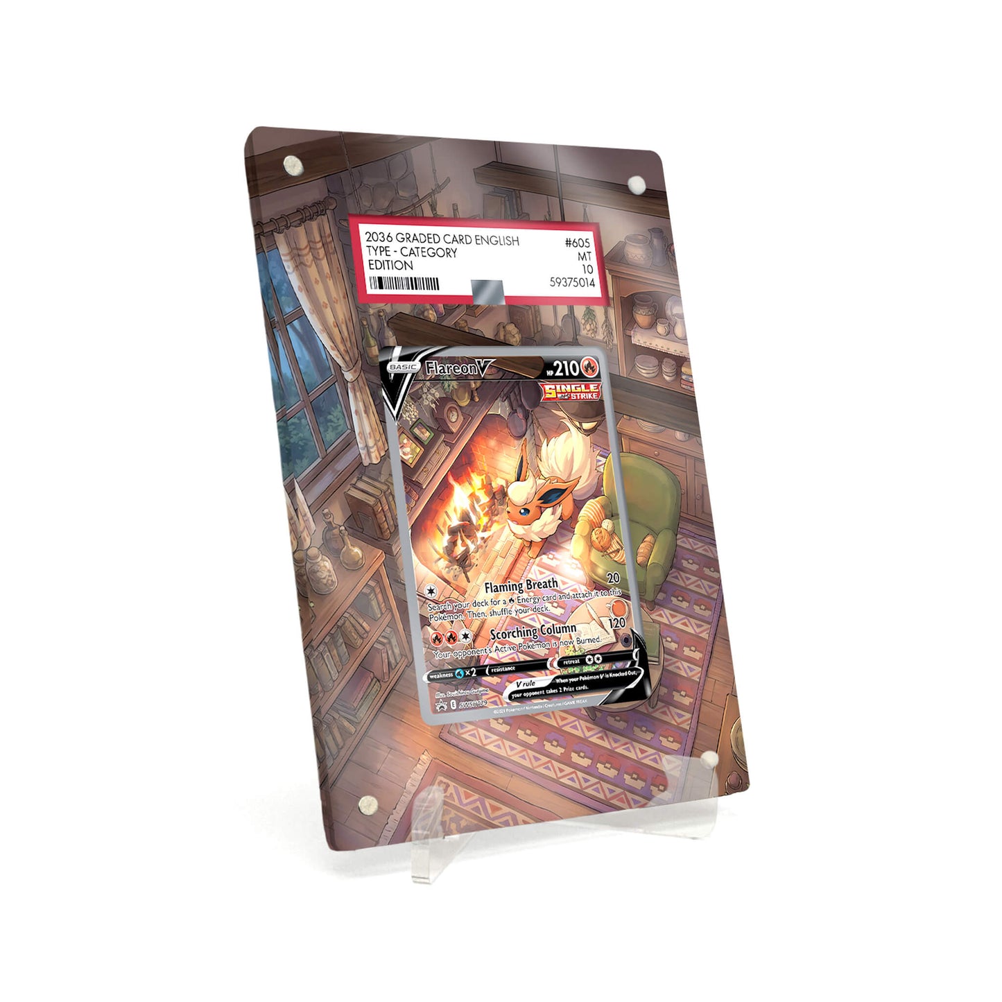 Extended Artwork Display Case Rahmen passend für PSA Pokemon Flareon V Sword & Shield Promos #SWSH179