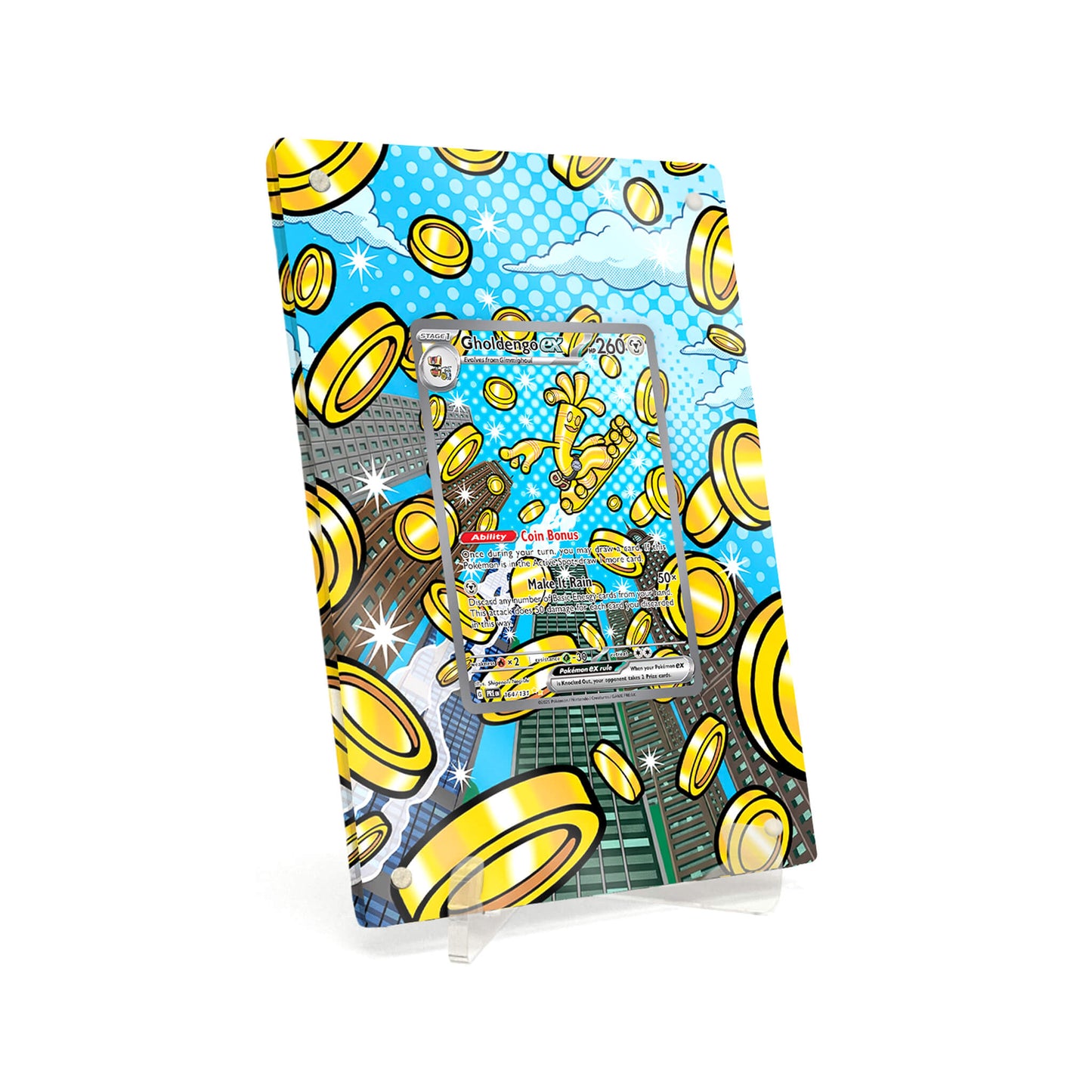 Extended Artwork Display Case Frame suitable for Pokemon Gholdengo ex Prismatic Evolutions (PRE) #164