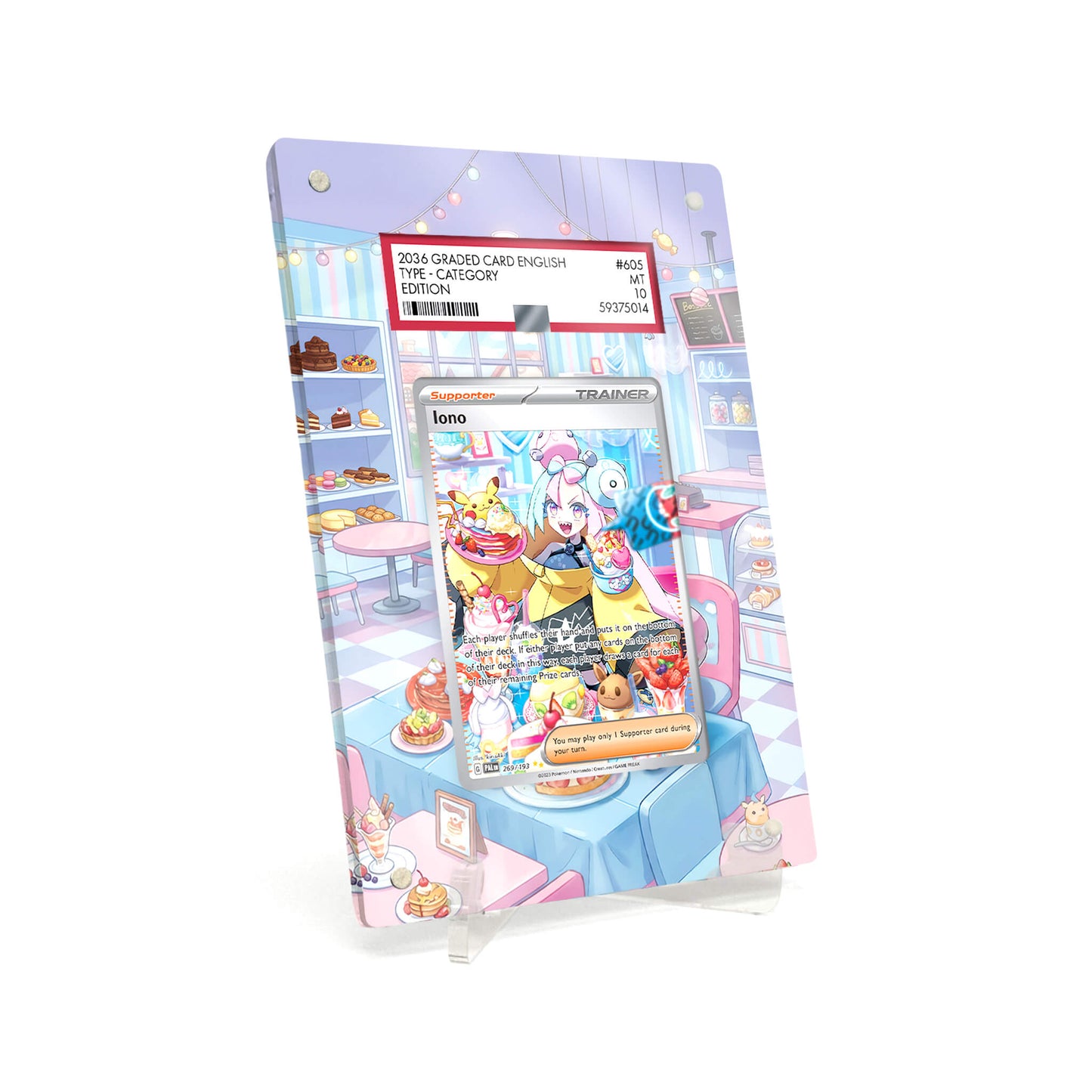 Extended Artwork Display Case Rahmen passend für PSA Pokemon Iono Paldea Evolved (PAL) #269