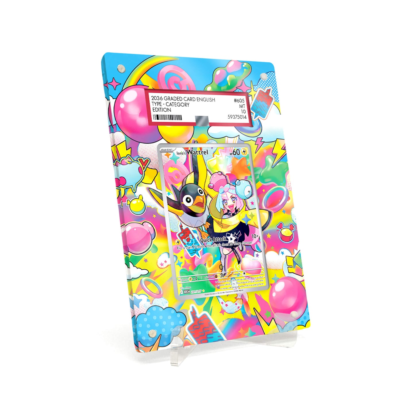 Extended Artwork Display Case Frame suitable for PSA Pokémon Iono’s Wattrel Ascended Heroes (ASC) #231