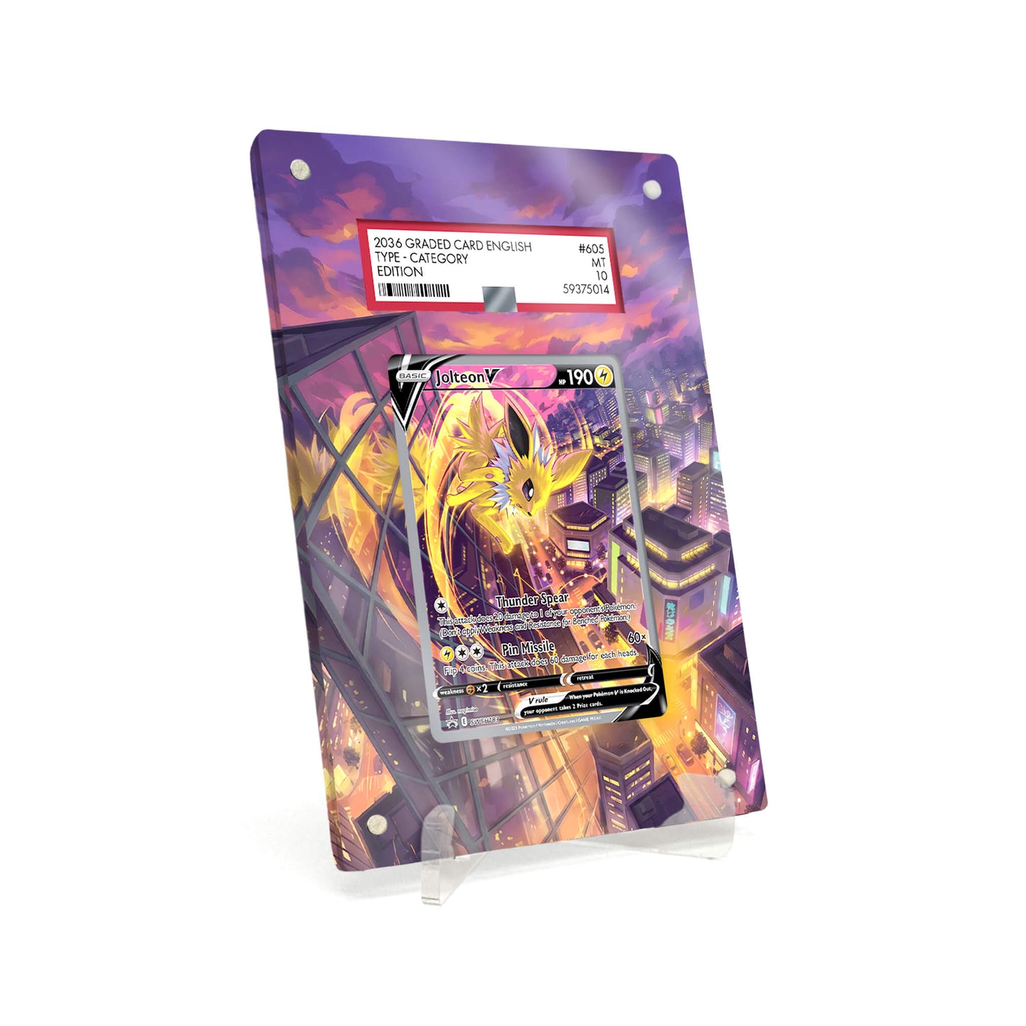 Extended Artwork Display Case Rahmen passend für PSA Pokemon Jolteon V Sword & Shield Promos #SWSH183