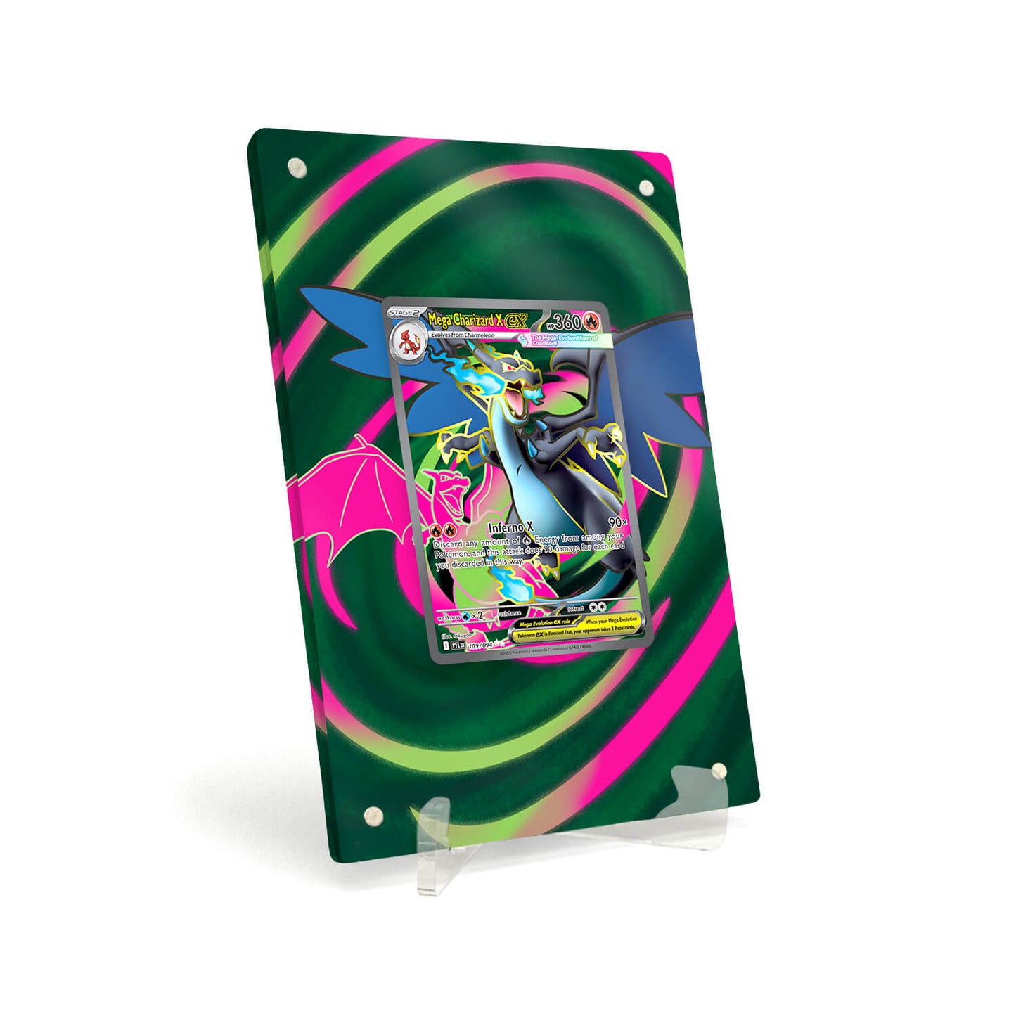 Extended Artwork Display Case Rahmen passend für Pokemon Mega Charizard X ex Phantasmal Flames PFL 109