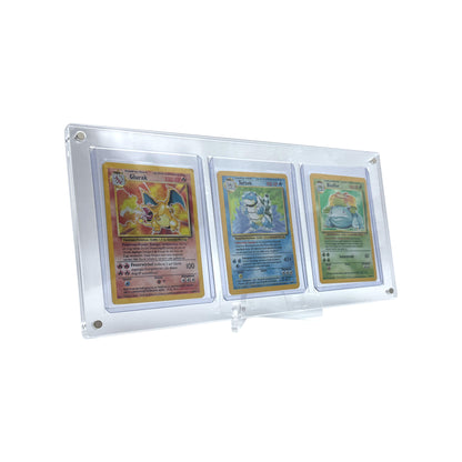Acryl Case passend für 3er Toploader Rahmen magnetisch inklusive Acryl Ständer