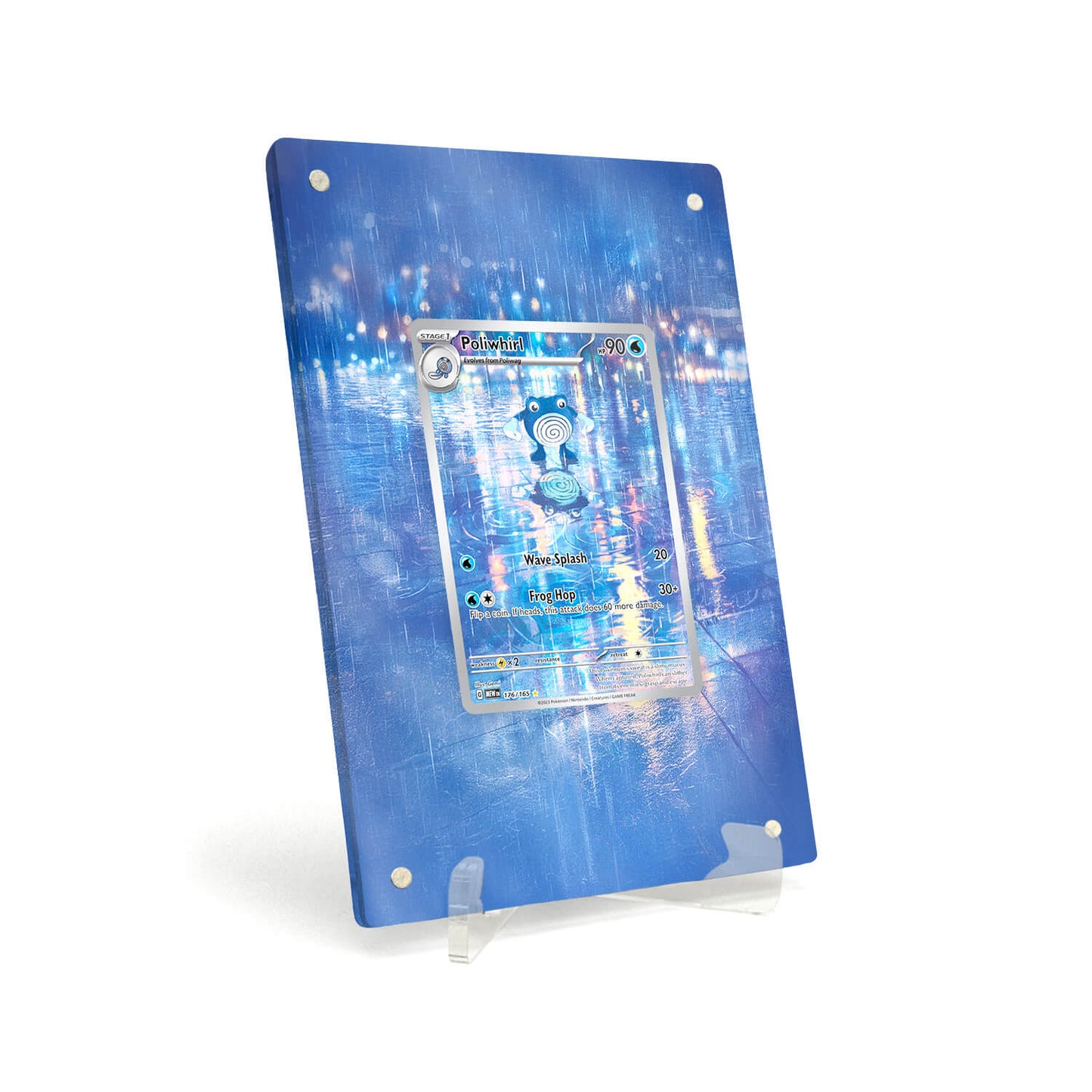 Extended Artwork Display Case Frame compatible with Pokemon Poliwhirl 151 MEW 176