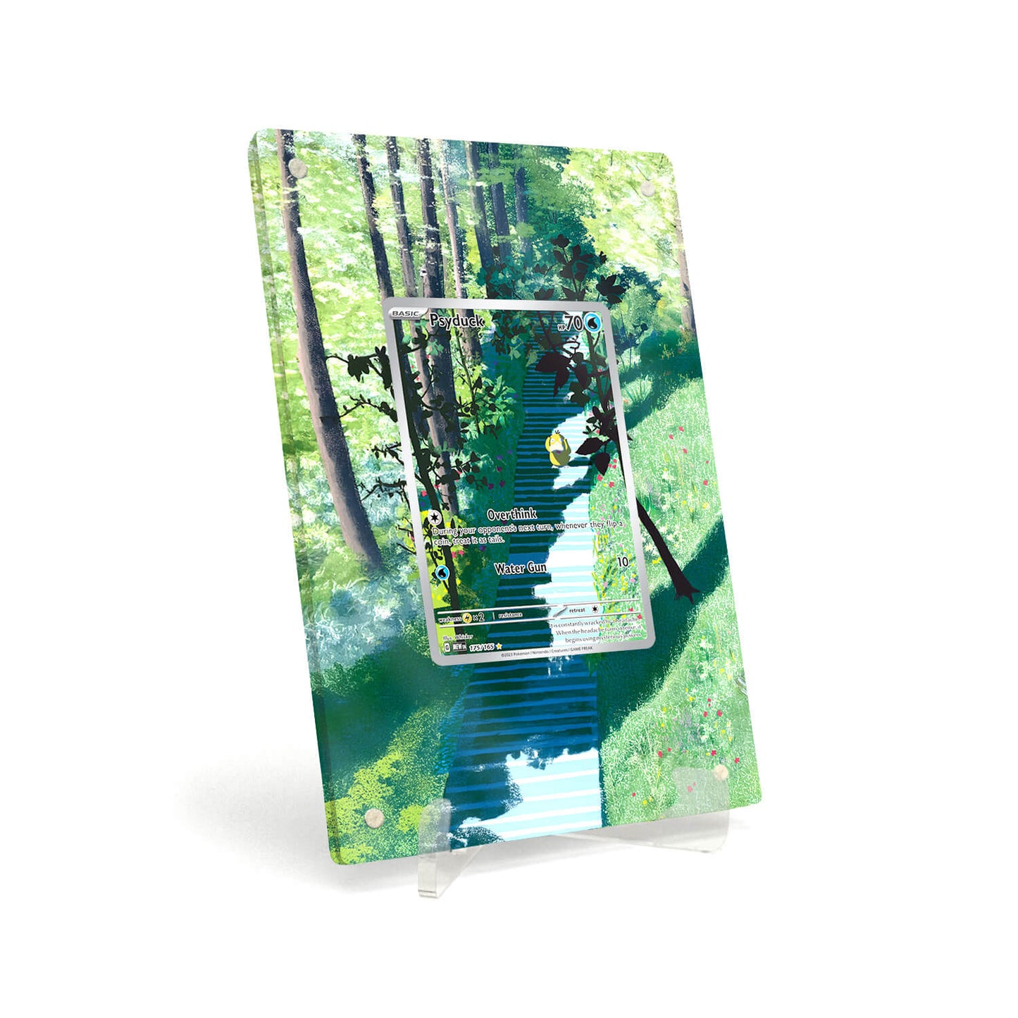 Extended Artwork Display Case Frame compatible with Pokemon Psyduck 151 MEW 175