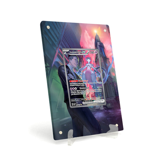 Extended Artwork Display Case Frame compatible with Pokemon Team Rockets Mewtwo ex Destined Rivals DRI 231