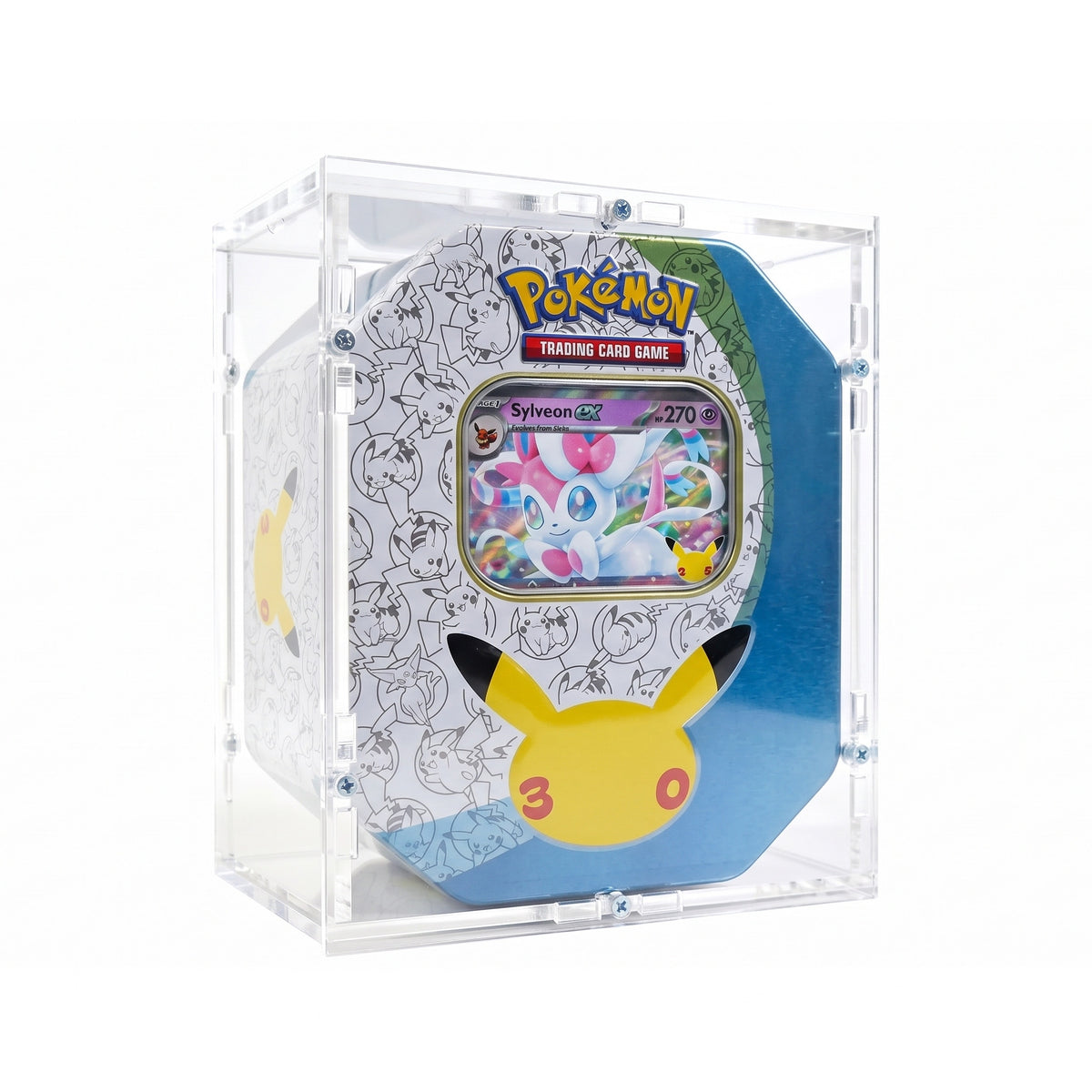 Acrylic case suitable for Pokemon tin box, e.g., 30th Anniversary set