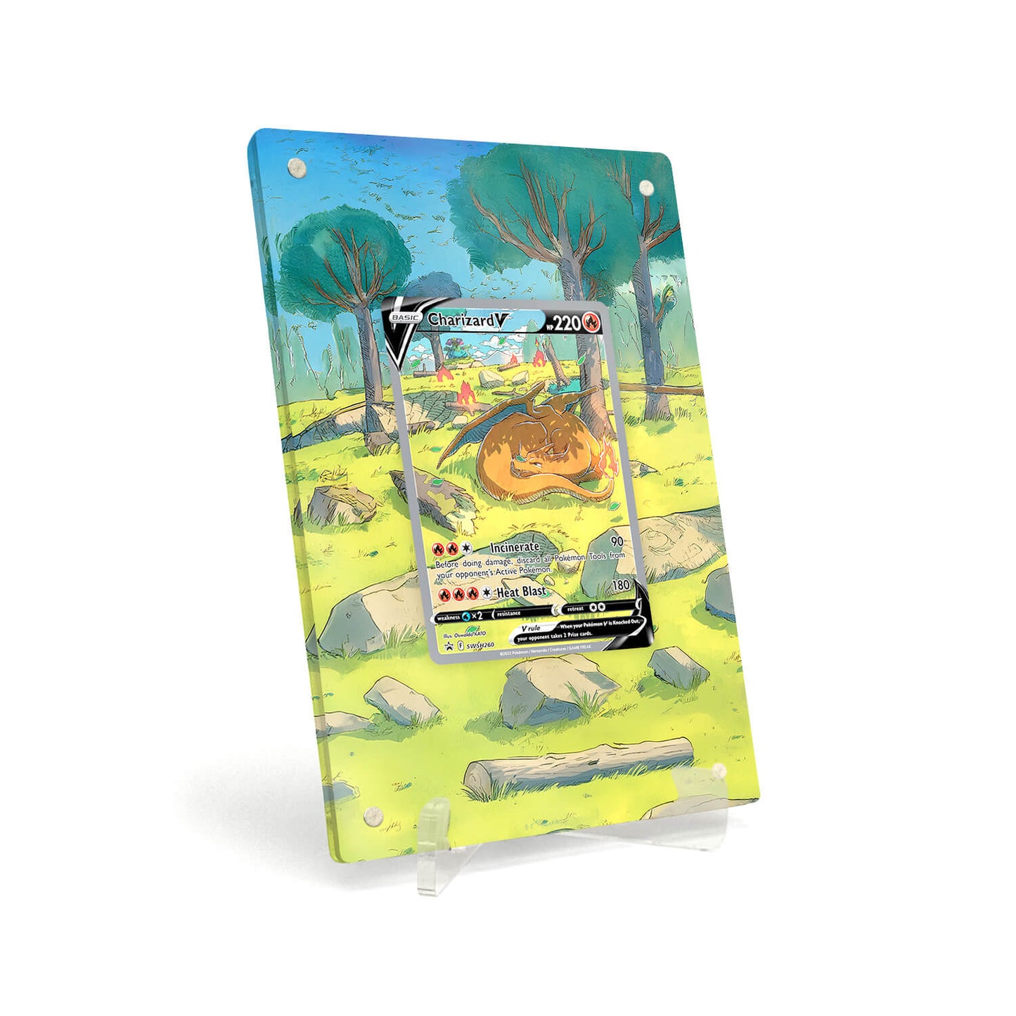 Extended Artwork Display Case Frame compatible with Pokemon Charizard V SWSH 260