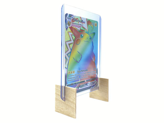 Wooden single card stand for Pokemon cards and toploaders